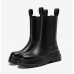 Leather thick-soled British style Chelsea boots women's round toe short boots winter new chimney boots mid-barrel boots