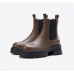 Leather thick-soled Chelsea boots women's winter new British style heightened short boots thick heel chimney boots