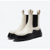 Leather white thick-soled Chelsea boots women's Martin boots fashion winter new chimney boots plus fleece short boots