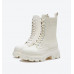 Leather white thick-soled Martin boots women's ins British style winter new plus velvet short boots mid-tube boots