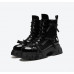 Retro patent leather bow thick bottom sweet cool Martin boots women's new black boots