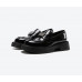 Leather black commuter loafers women's new all-match thick-soled British style small leather shoes