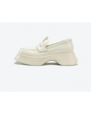 Leather thick-soled loafers women's new platform all-match height-increasing shoes