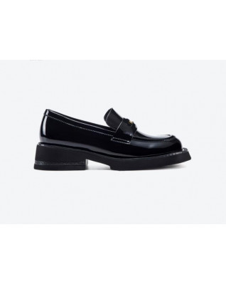 New Black Patent Leather British Style Thick-soled All-Match Loafers