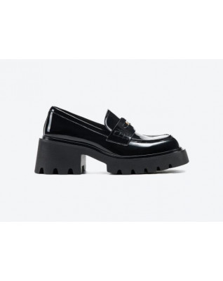 Retro patent leather thick-soled British style loafers new heightened chunky heel leather shoes