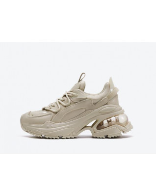 Leather apricot retro all-match thick-soled height-increasing sneakers