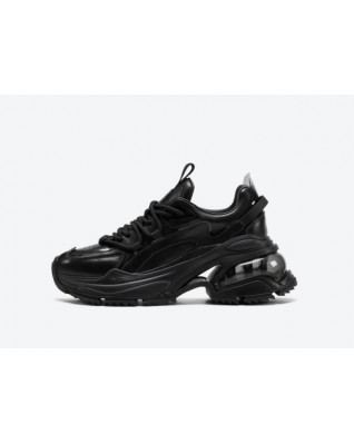 New retro leather black daddy shoes all-match thick-soled height-increasing sneakers